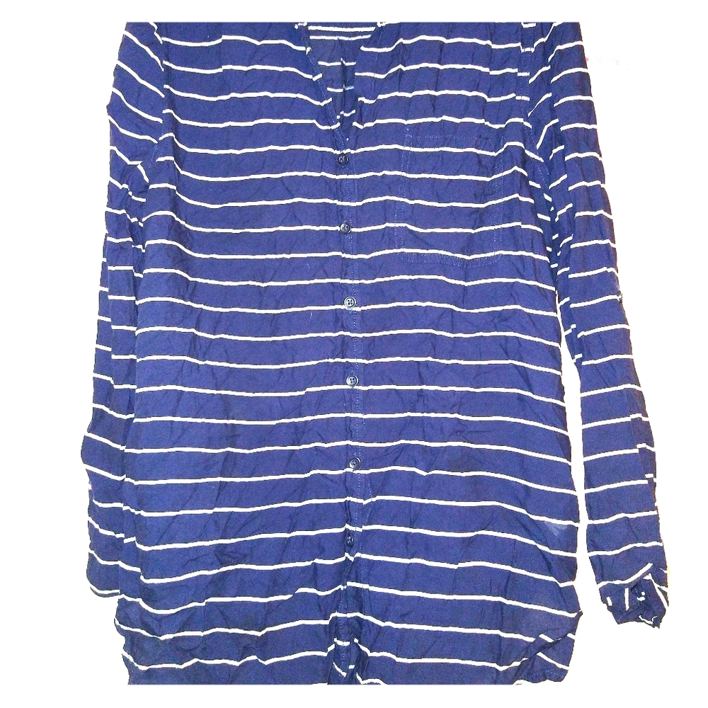 Women's Blue striped collared tunic